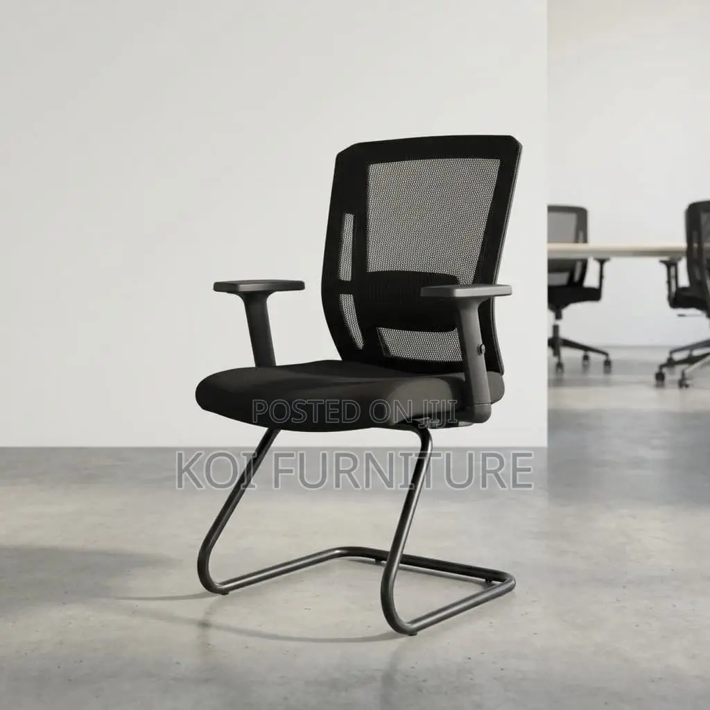 Office Chair : Modern Black Mesh Ergonomic Office Visitor Chair
