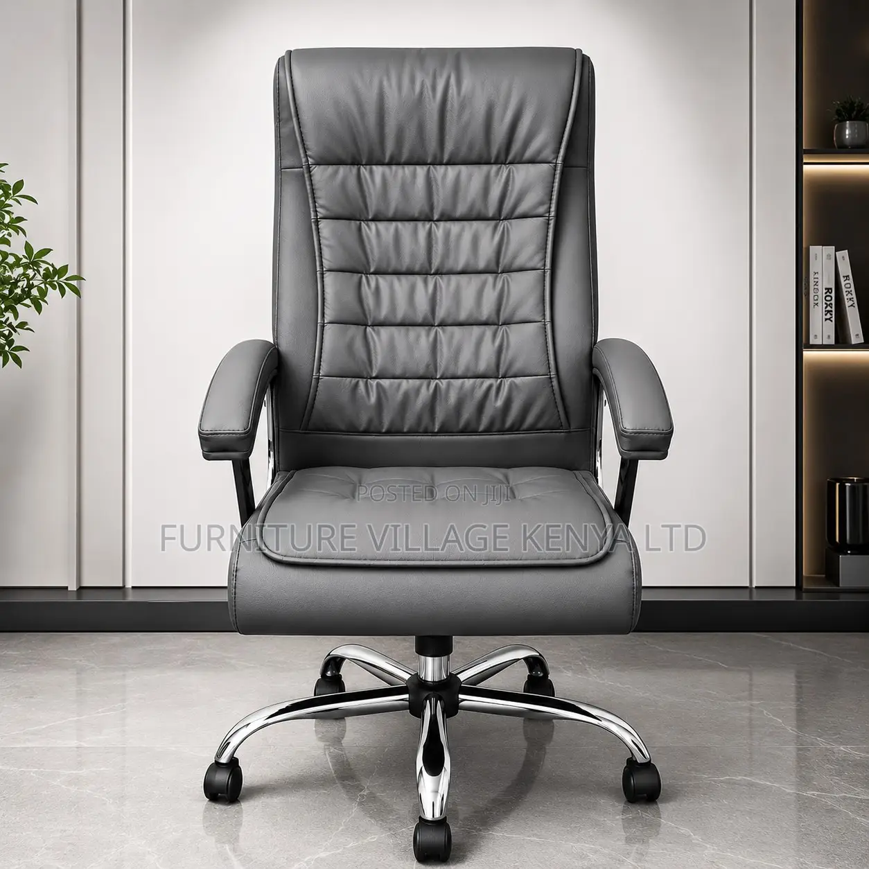 Gray Leather Padded Staffroom Teachers Chair