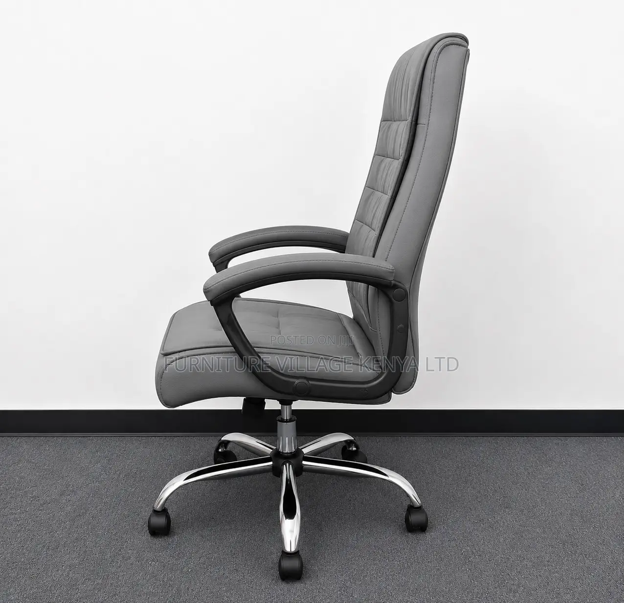 Gray Leather Padded Staffroom Teachers Chair