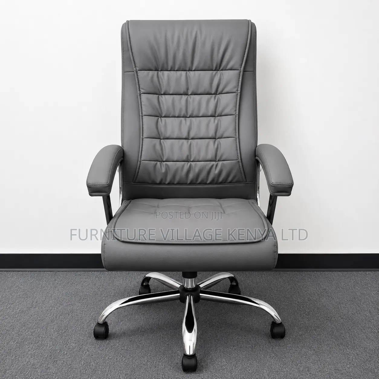 Gray Leather Padded Staffroom Teachers Chair