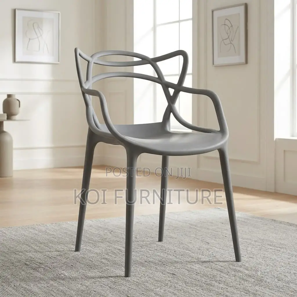 Dining Chair : Modern Gray Indoor-Outdoor Dining Seat