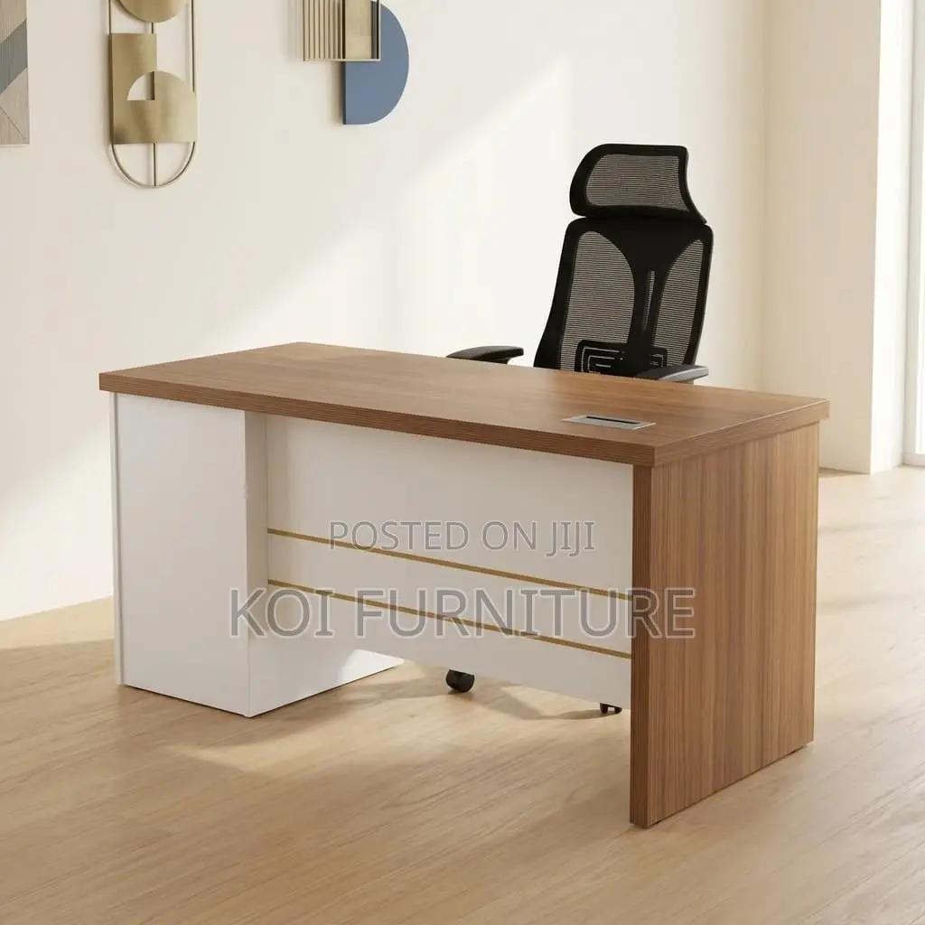 Office Desk :1.4m Modern Executive Office Desk in a Rich Brown Finish,