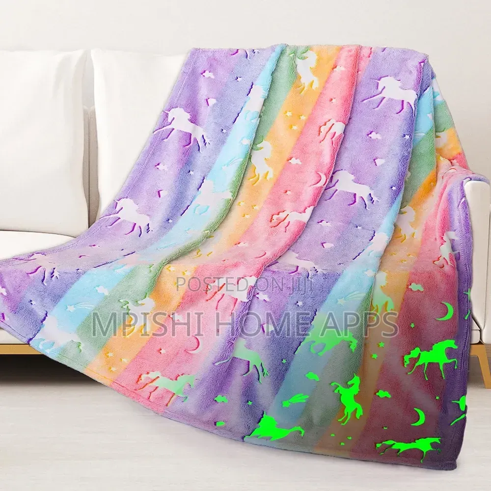 Glow in the Dark Unicorn Blanket Rainbow