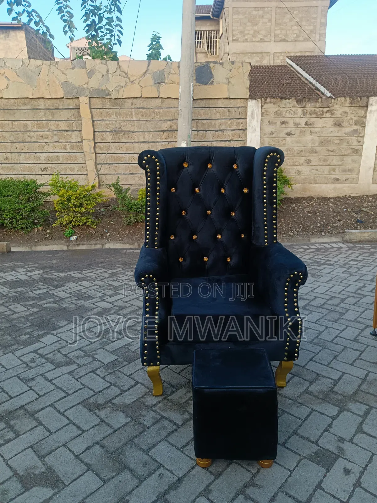 Pedicure Seat and a Pouf , Black