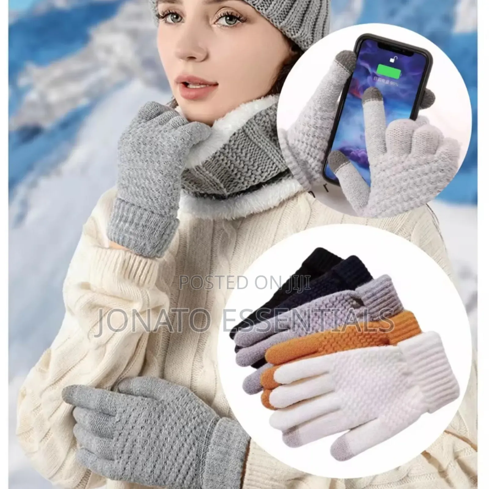 Pair of Warm Winter Gloves Knit Unisex Thick Thermal Mittens