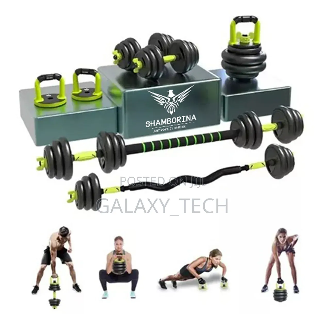 6 in 1 40kgs Adjustable Dumbbells Set With Barbell and Kettlebells