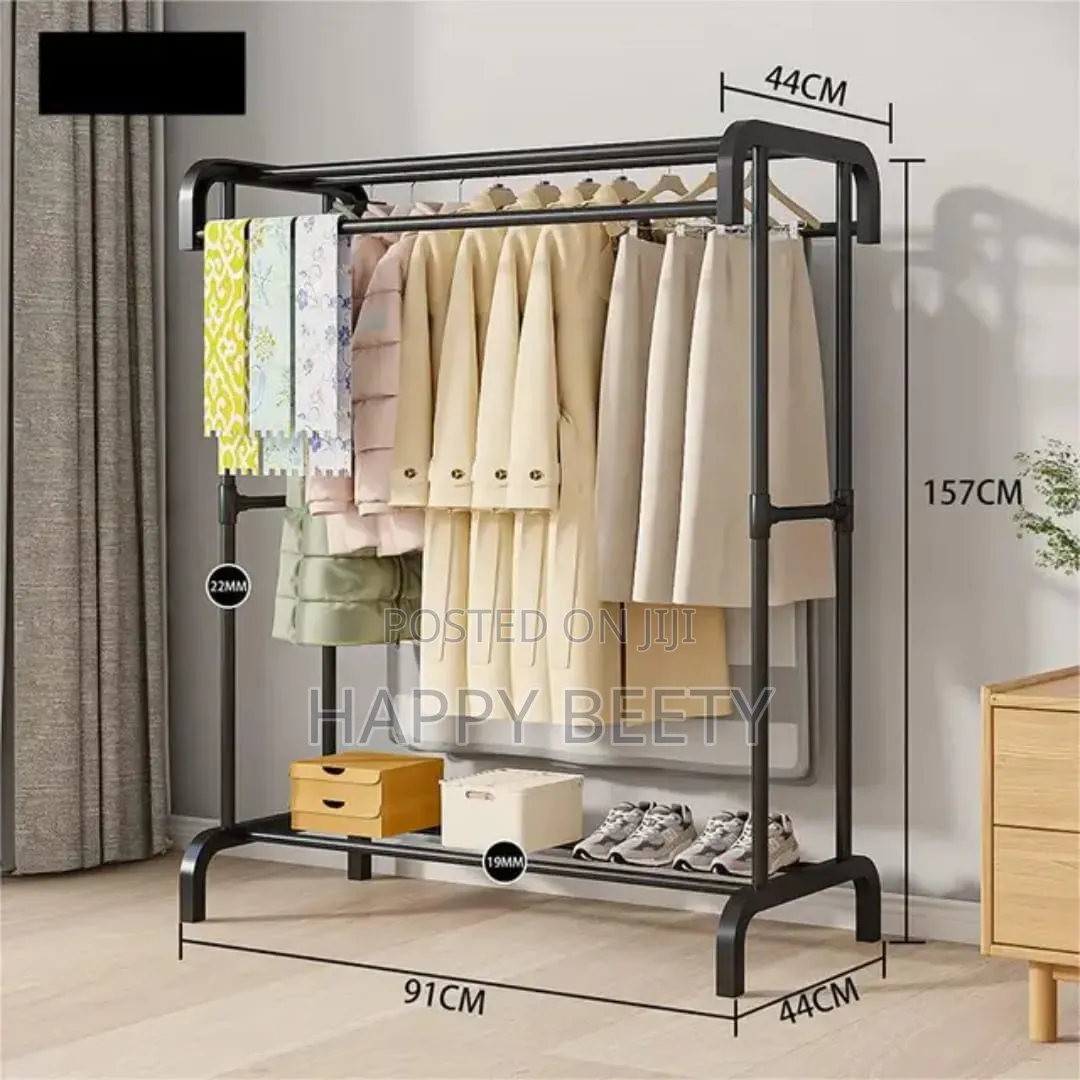 Double Pole Wheeled Multifunctional Clothes Drying Rack