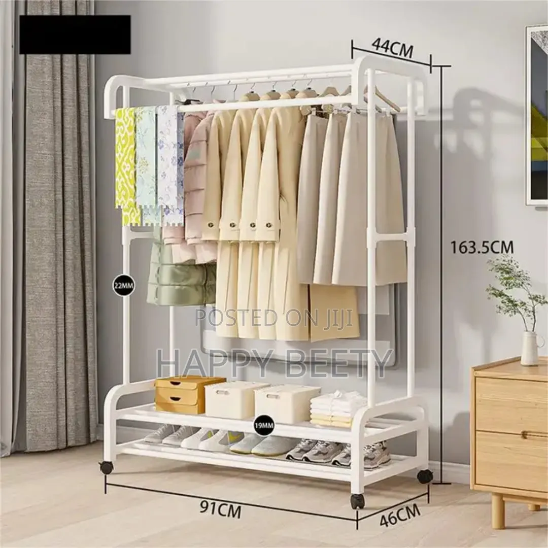 Double Pole Wheeled Multifunctional Clothes Drying Rack