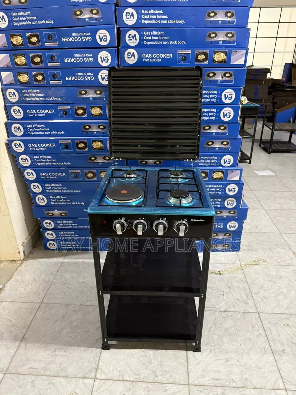 Electromate 3gas+1electric Plate Standing Cooker With Shelves