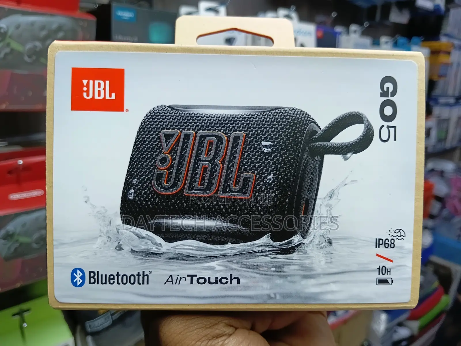 JBL Go 5 Portable Bluetooth Speaker Black With Ip68 Waterproof Rating.