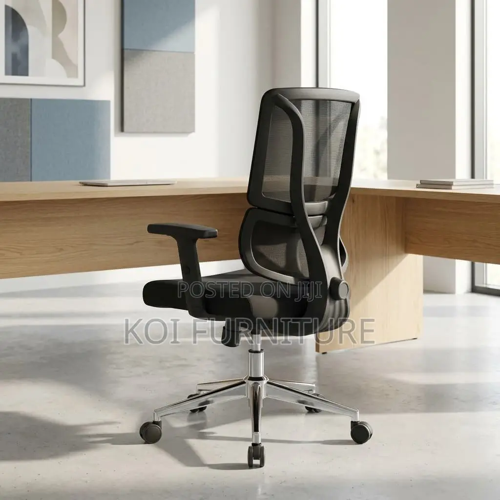 Office Chair : Black High-Back Mesh Orthopedic Office Chair
