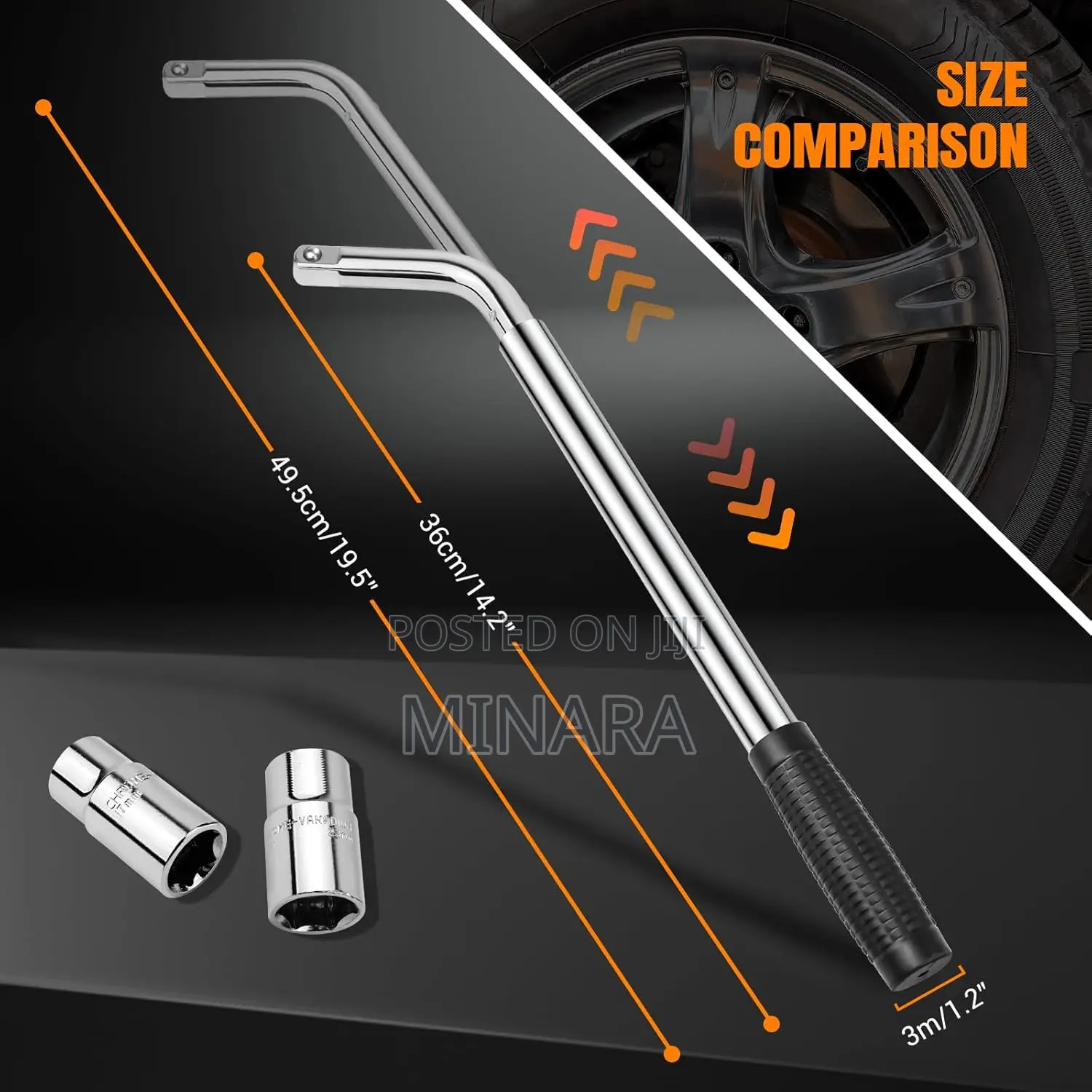 Wheel Spanner, Extendable Wheel Wrench, Socket Size 17, 19, 21, 23mm