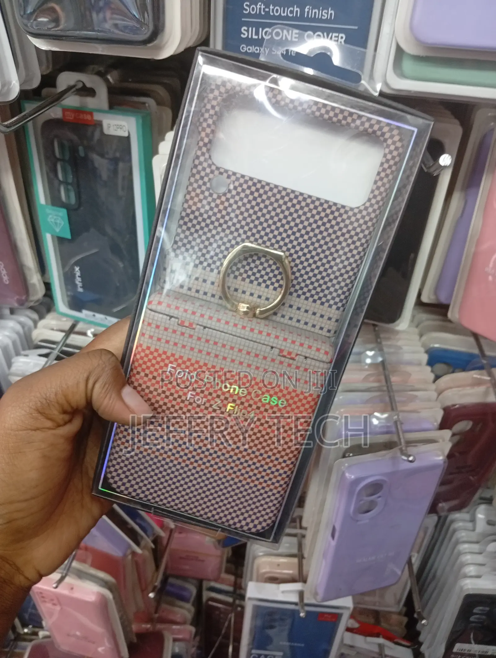 Samsung Galaxy Z Flip Series Checkered Tribal Pattern Ring Case