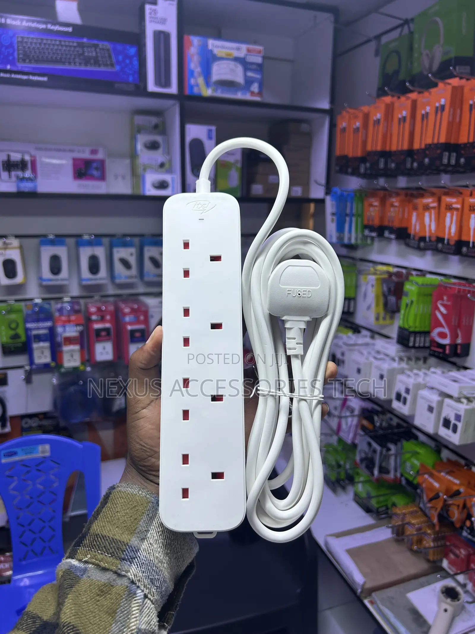 Original Itel 4-Way Extension Cable With Surge Protection