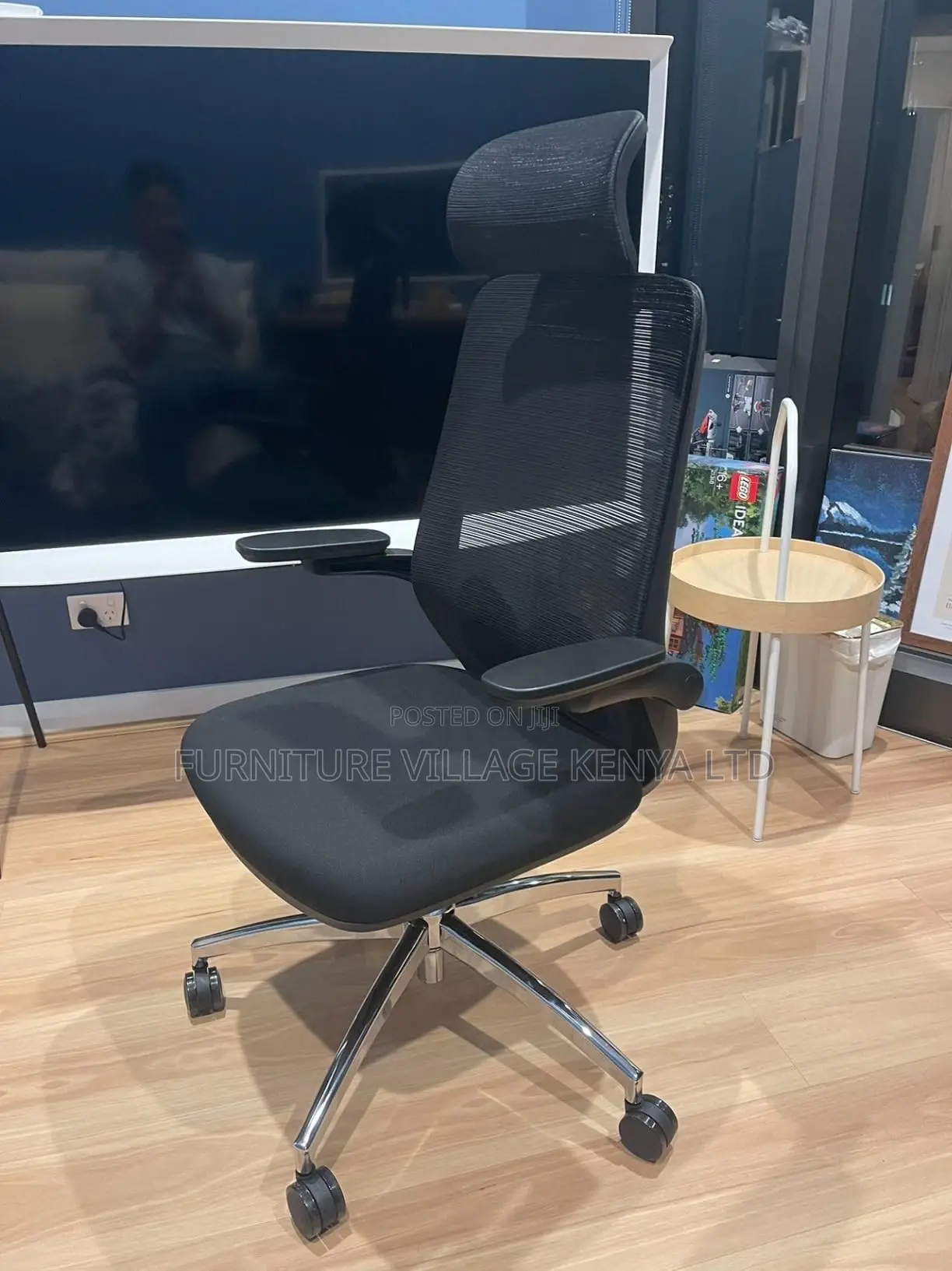 Office Chair: Ergonomic Office Chair With Flip-Up Arms.