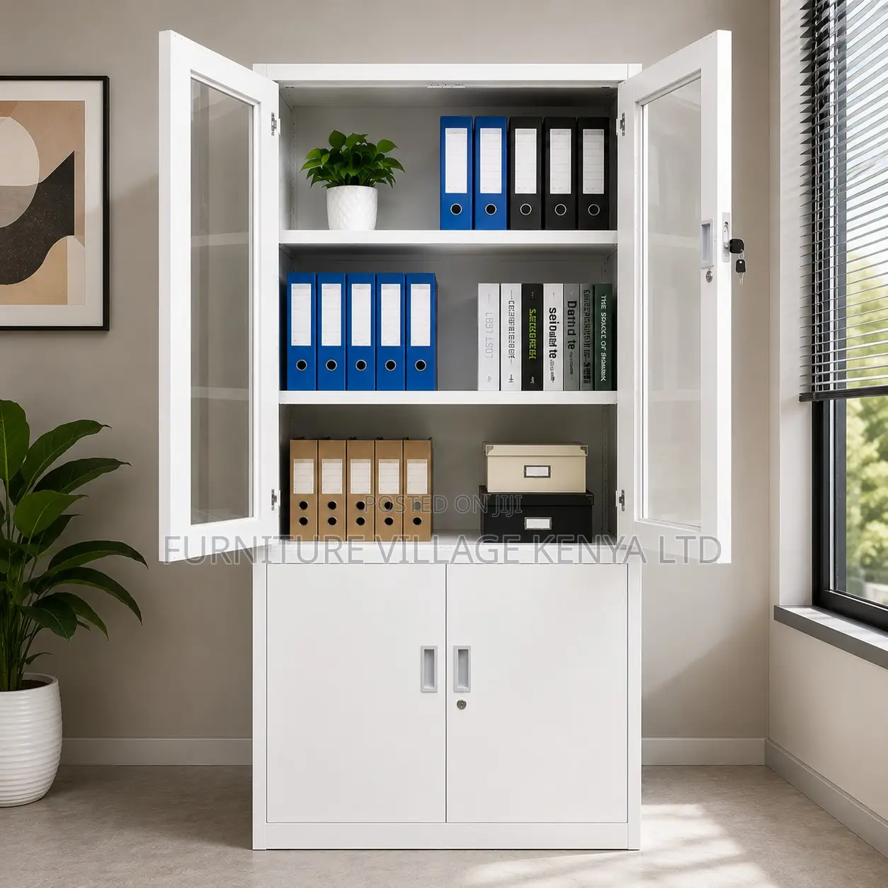Office Cabinet: 2-Door File Storage Display Cabinet.