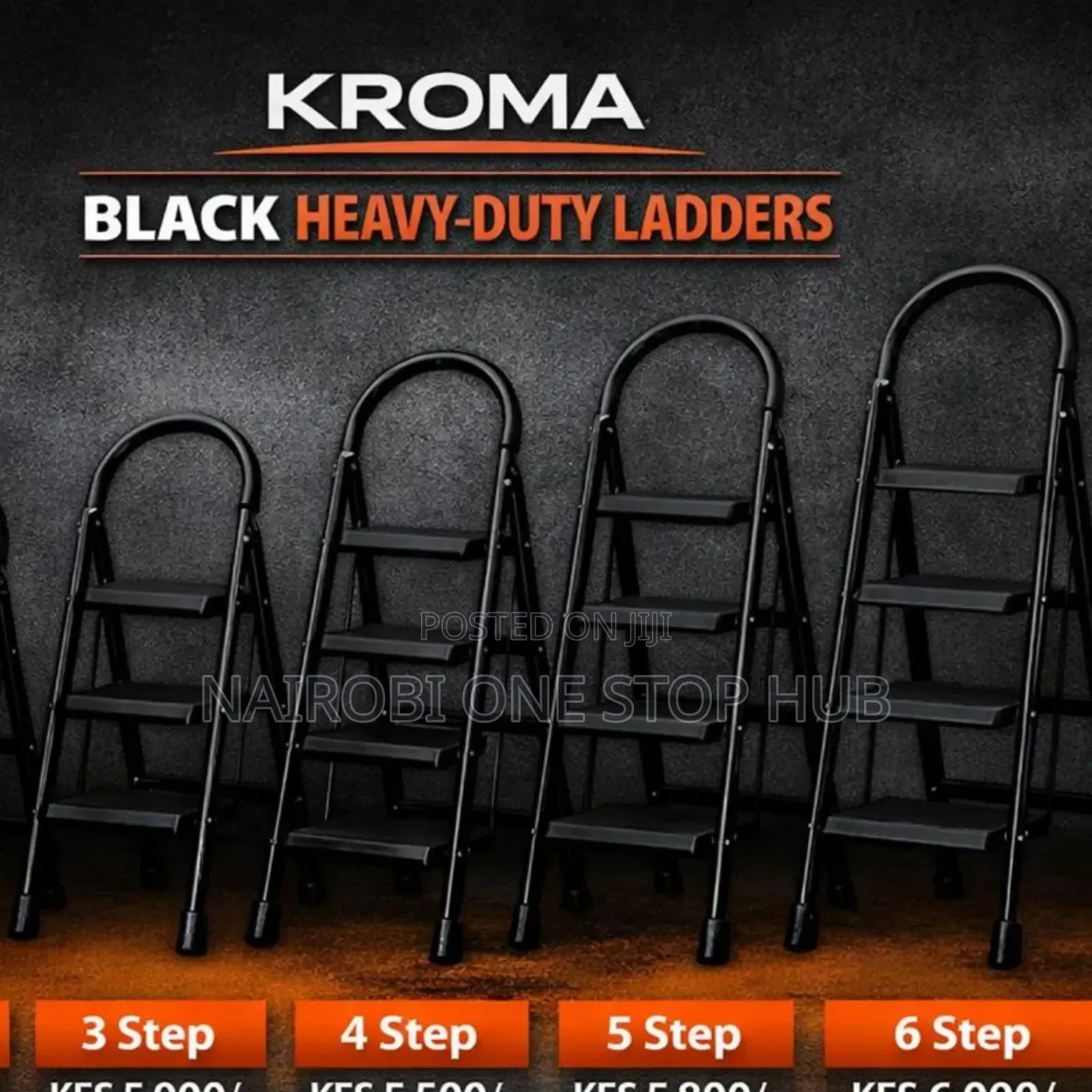 Kroma Black Heavy Duty Step Ladder