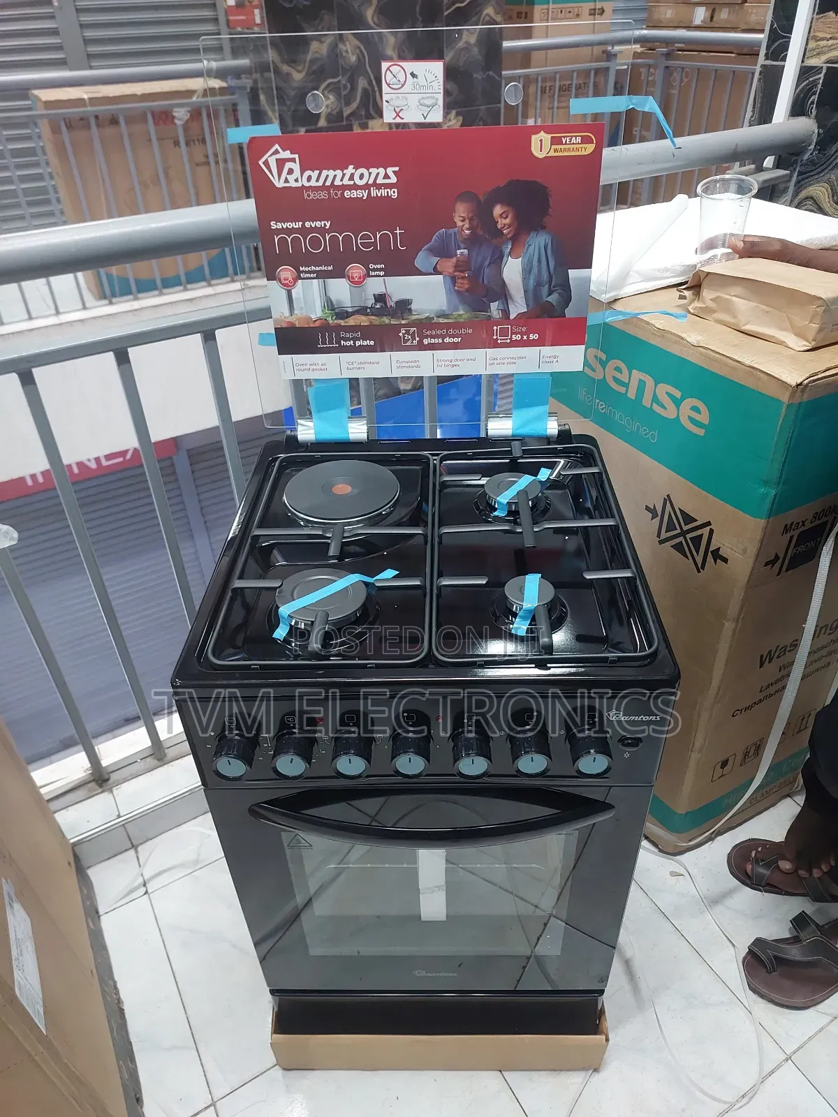 Ramtons 3g+1e 50x50 Black Cooker- Rc/907