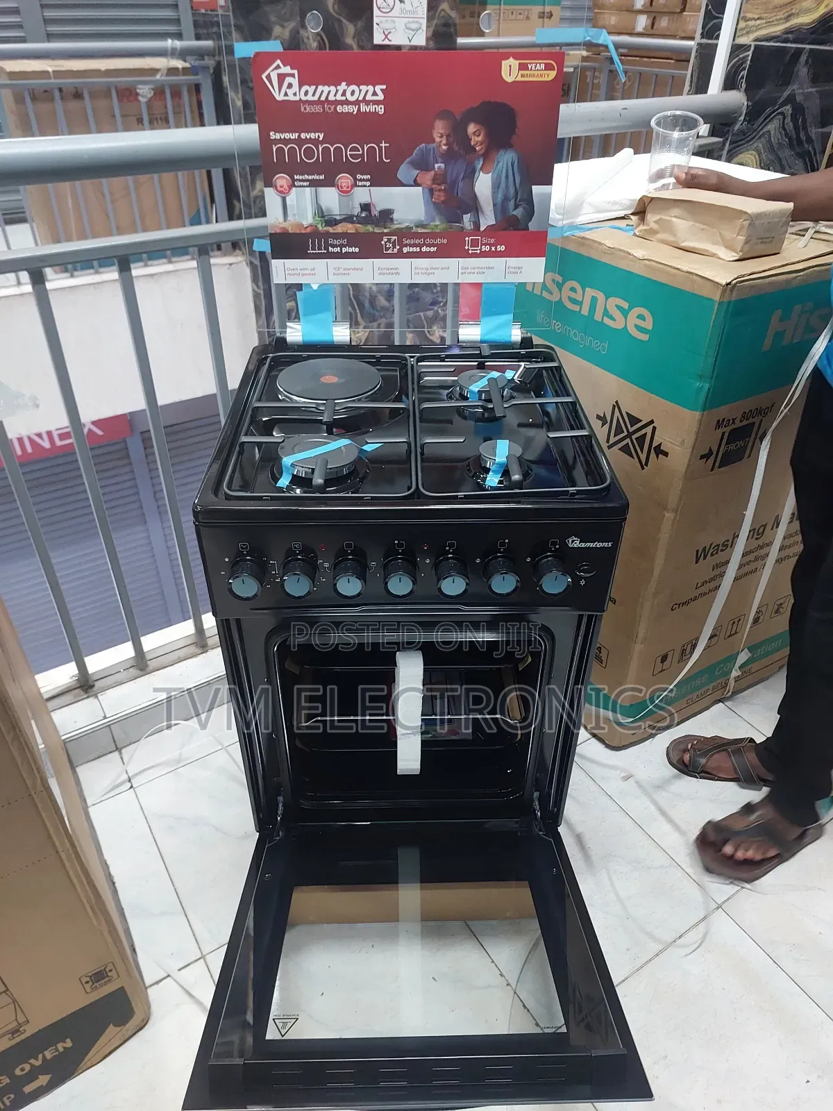 Ramtons 3g+1e 50x50 Black Cooker- Rc/907