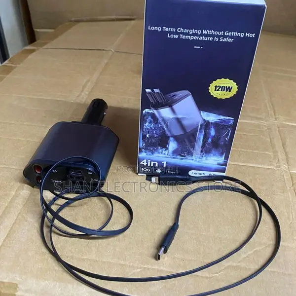 4 in 1 Fast Charging Retractable Car Charger With Pd Function 2 X Usb