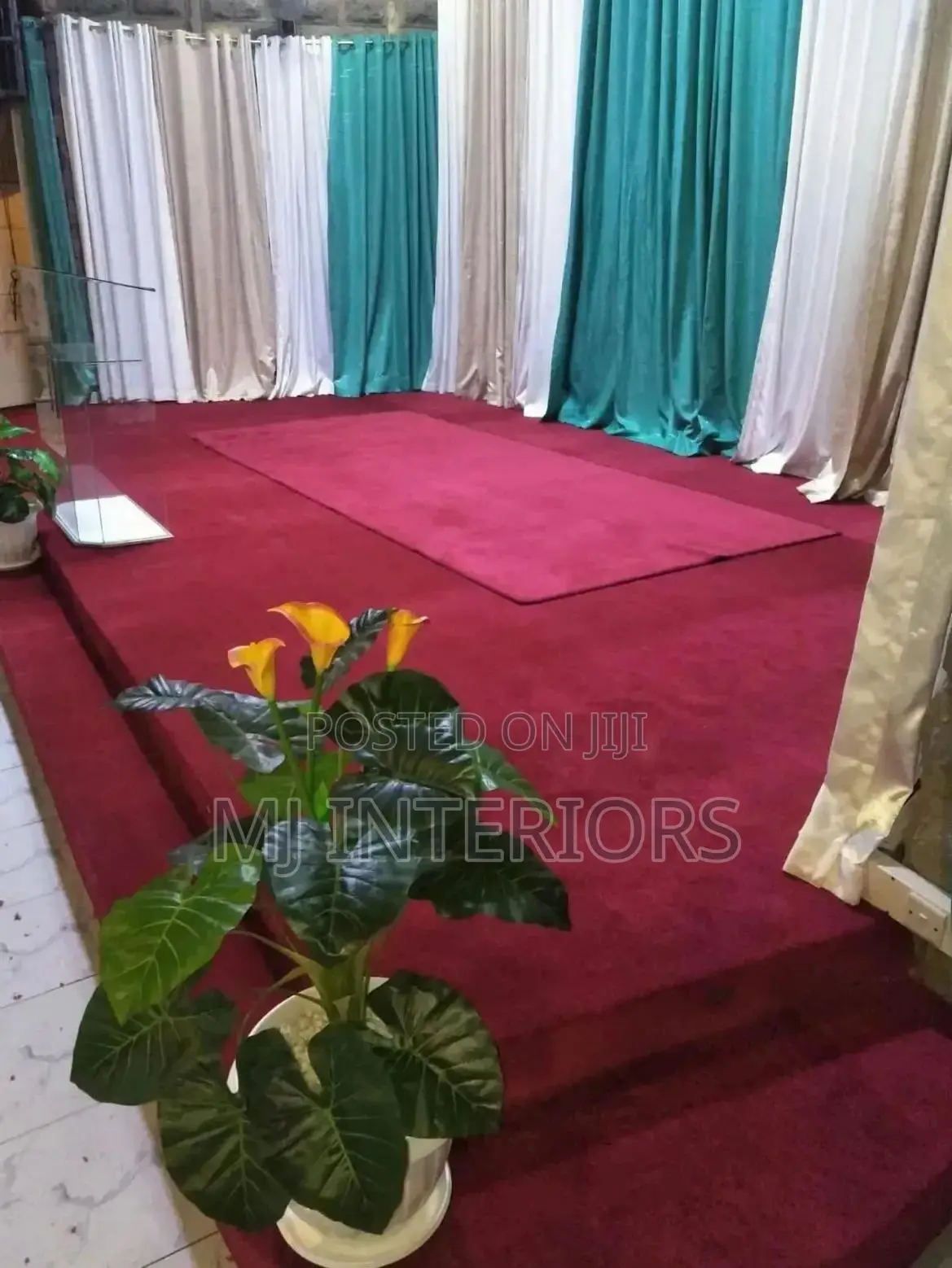 Maroon Wall To Wall Carpet For Church Sanctuary Flooring