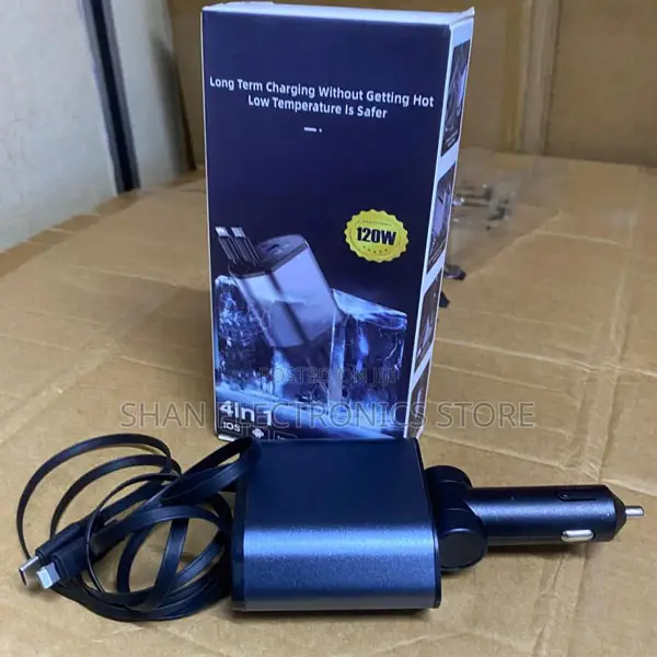 Cigarette Lighter Adapter 120w 4 in 1 Retractable Car Charger