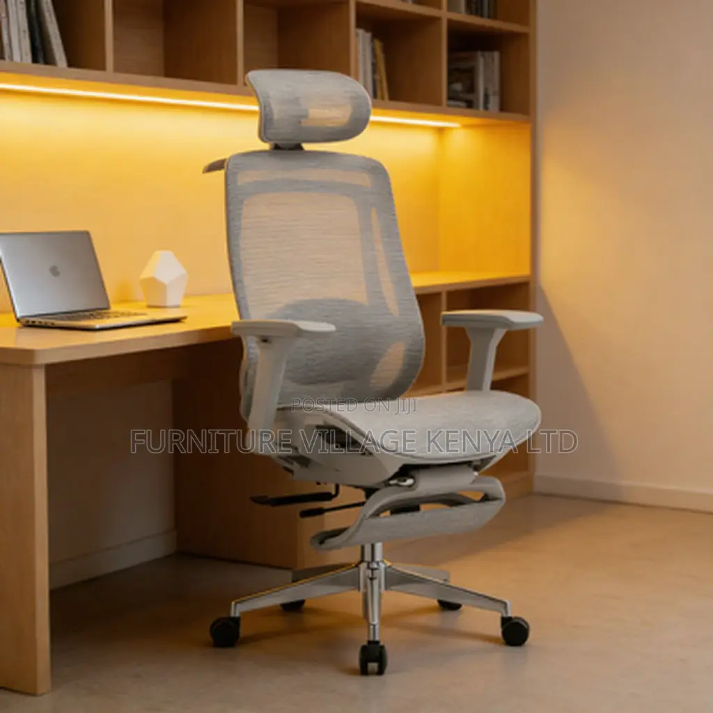 Office Chair: White Swivel Adjustable Footrest Office Seat