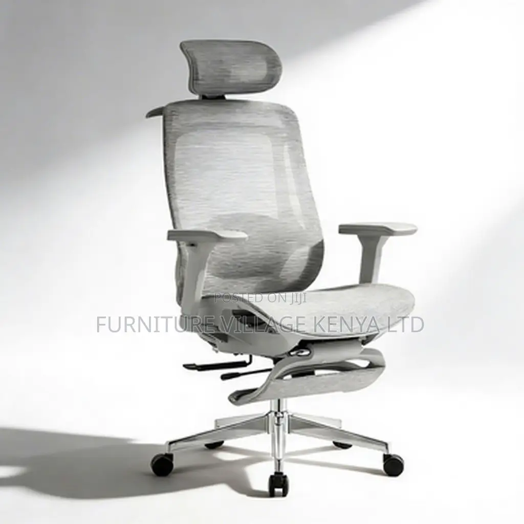 Office Chair: White Swivel Adjustable Footrest Office Seat