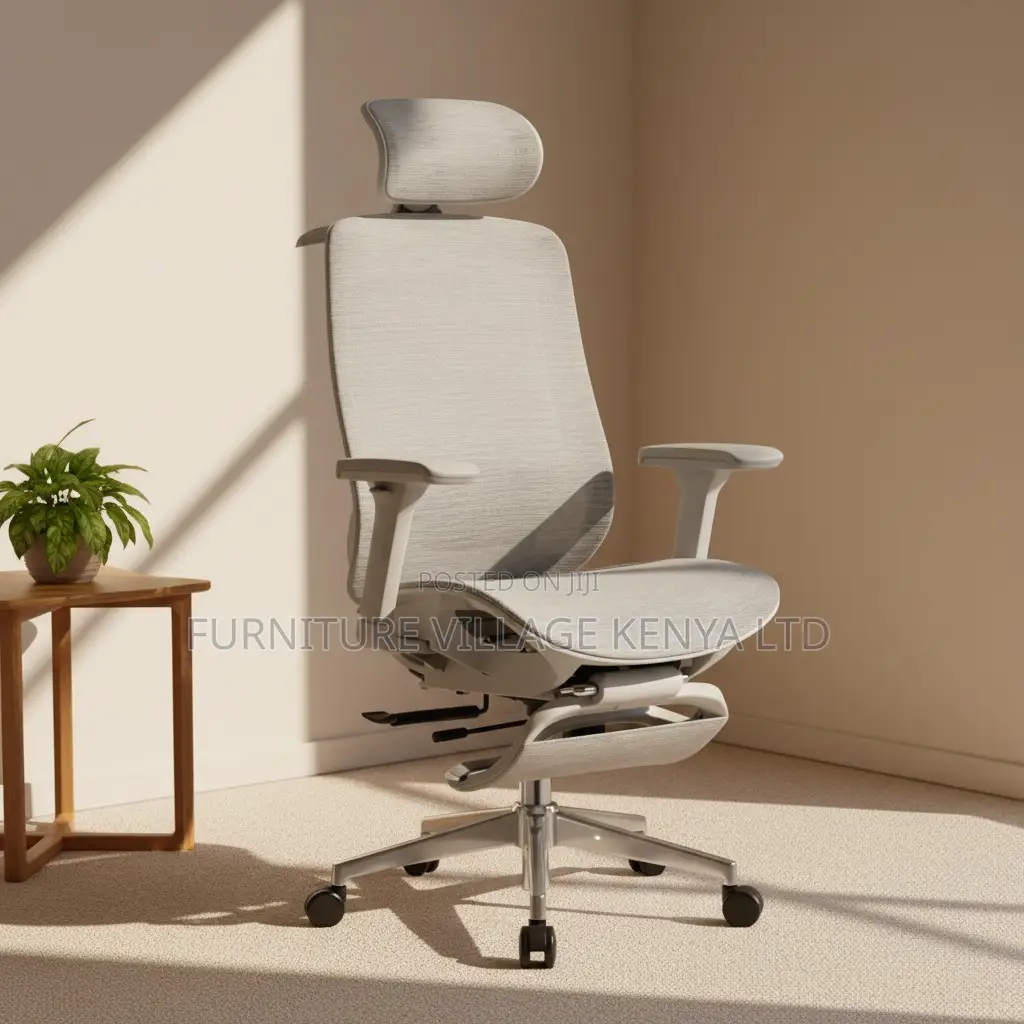 Office Chair: White Swivel Adjustable Footrest Office Seat