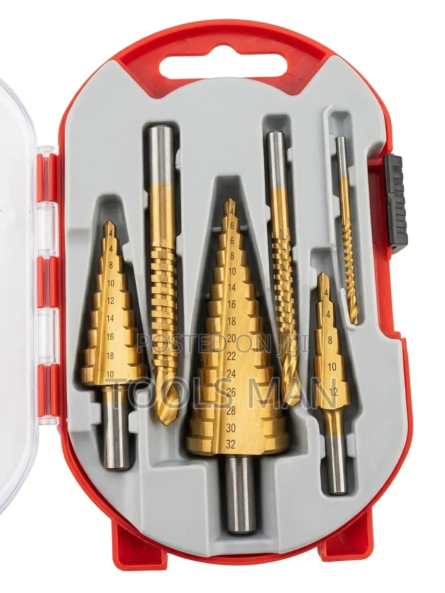 6 PCS HSS Titanium Step Drill Bit Set Saw Drill Bits With Case.