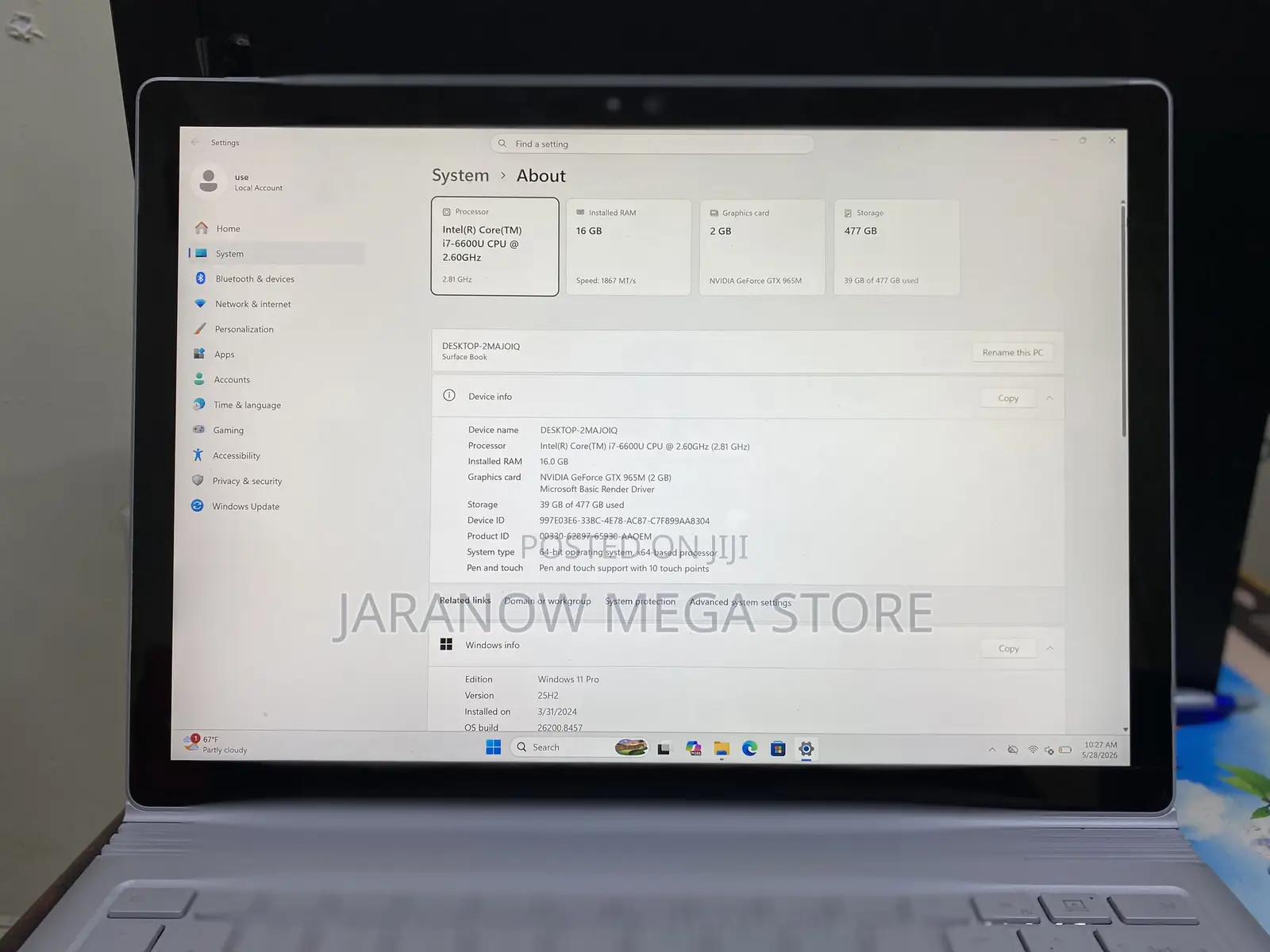 Laptop Microsoft Surface Book 2 16GB Intel Core i7 SSD 512GB