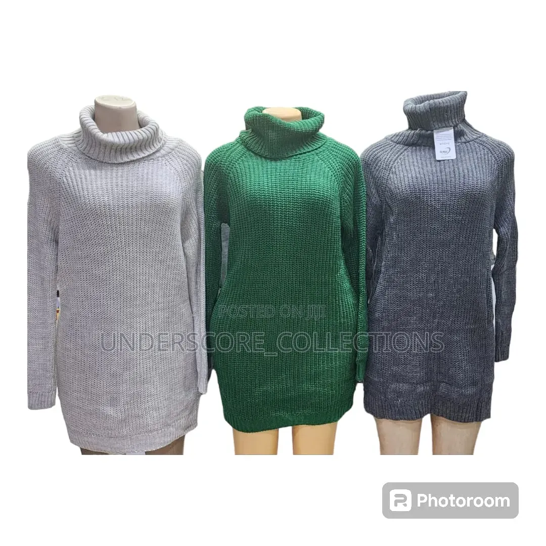 Ladies Long Full Neck Sweaters With Plain Tights