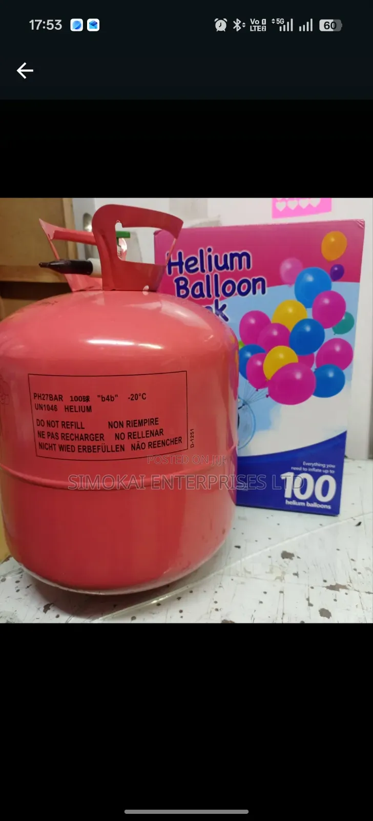 22l Helium Tank , Premium 99.99% Helium, Inflates 100 9“Latex Balloons