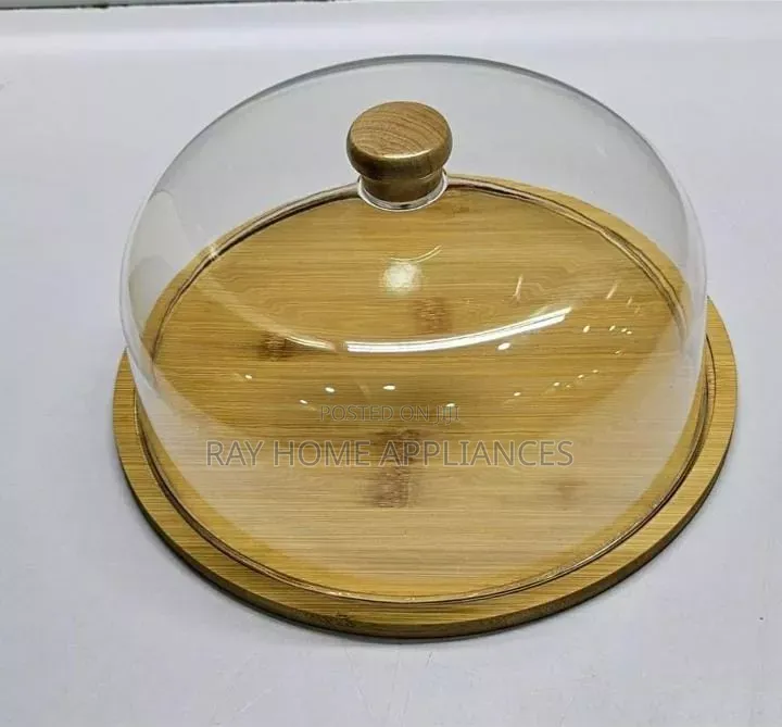 High Quality Bamboo Base Cake/Fruit Stand With Cover 30cm
