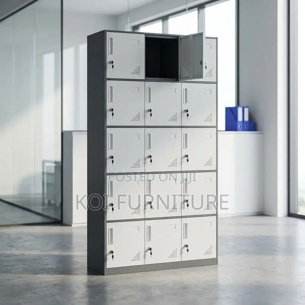 Office Cabinet : 15-Door Steel Office Storage Locker Cabinet