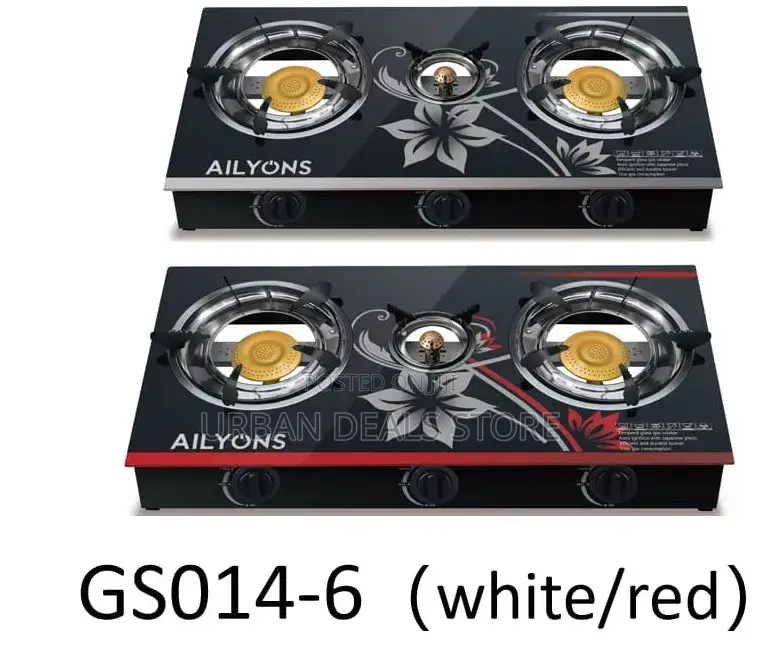 Ailyons 3 Burner Glass Top Gas Cooker