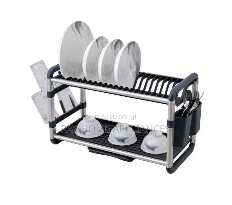 High Quality Aluminum+ Plastic Dish Rack 2 Tier