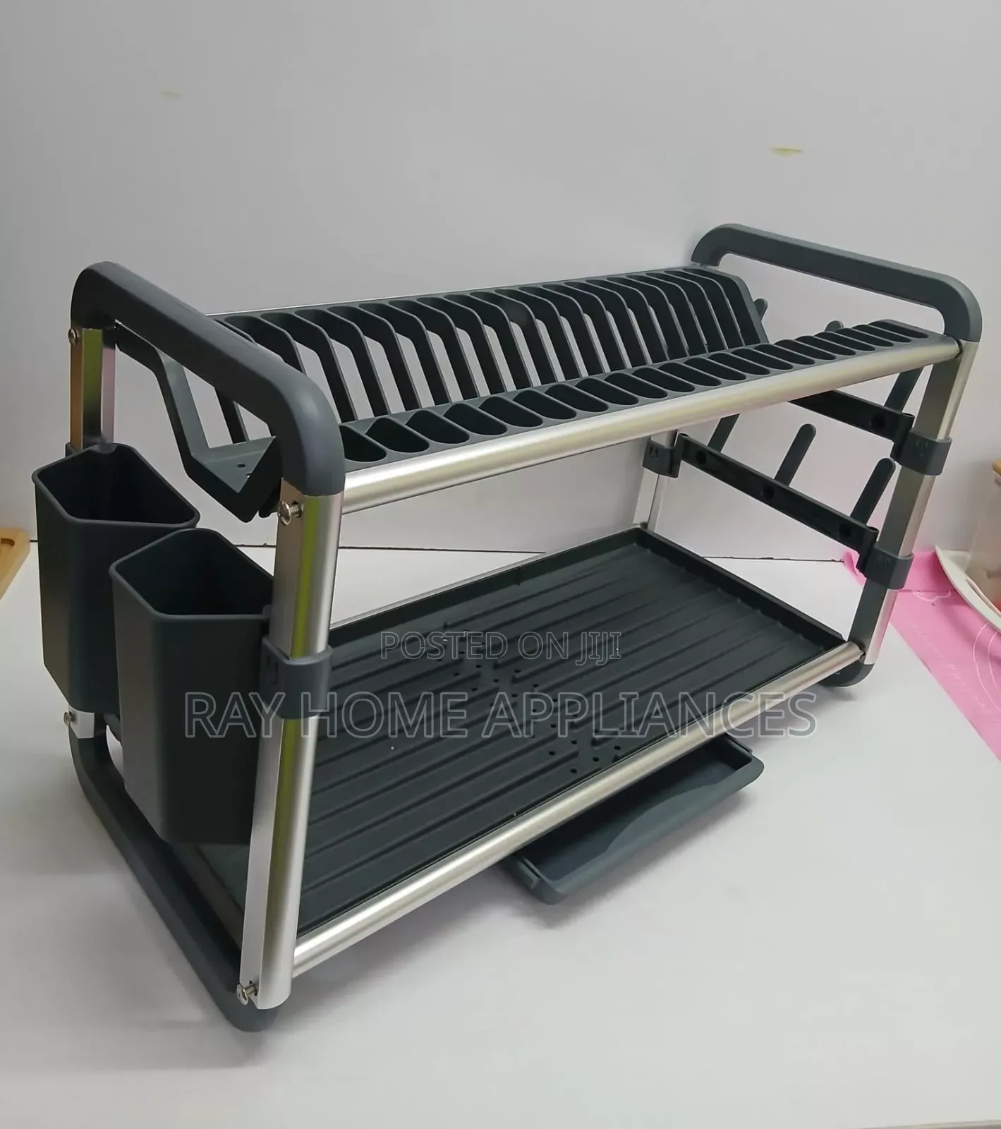 High Quality Aluminum+ Plastic Dish Rack 2 Tier