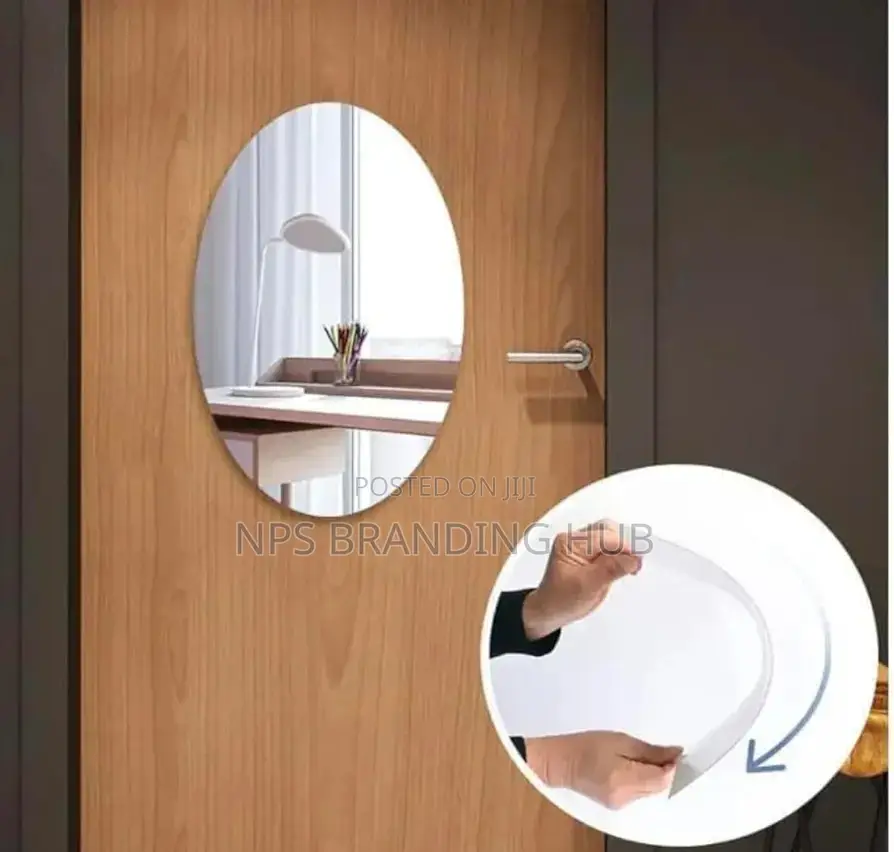 Oval Shape 35 X 50 Cm Adhesive Mirror Sticker HBC