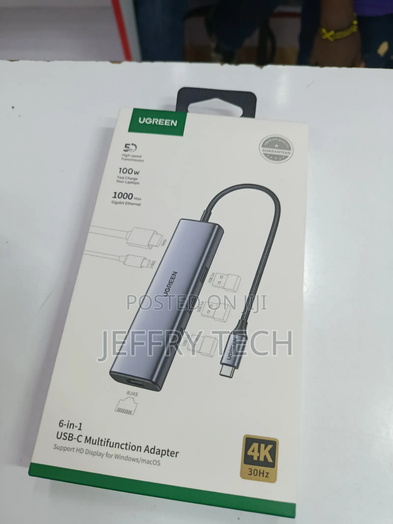 Ugreen 6 in 1 Usb C Hub Ethernet Hdmi, Charging, Usb a Data Ports
