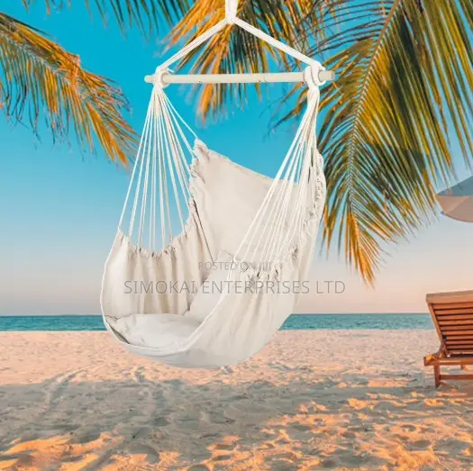 Hanging Rope Swing / Hammock Chair With 2 Cushions Wooden Stick
