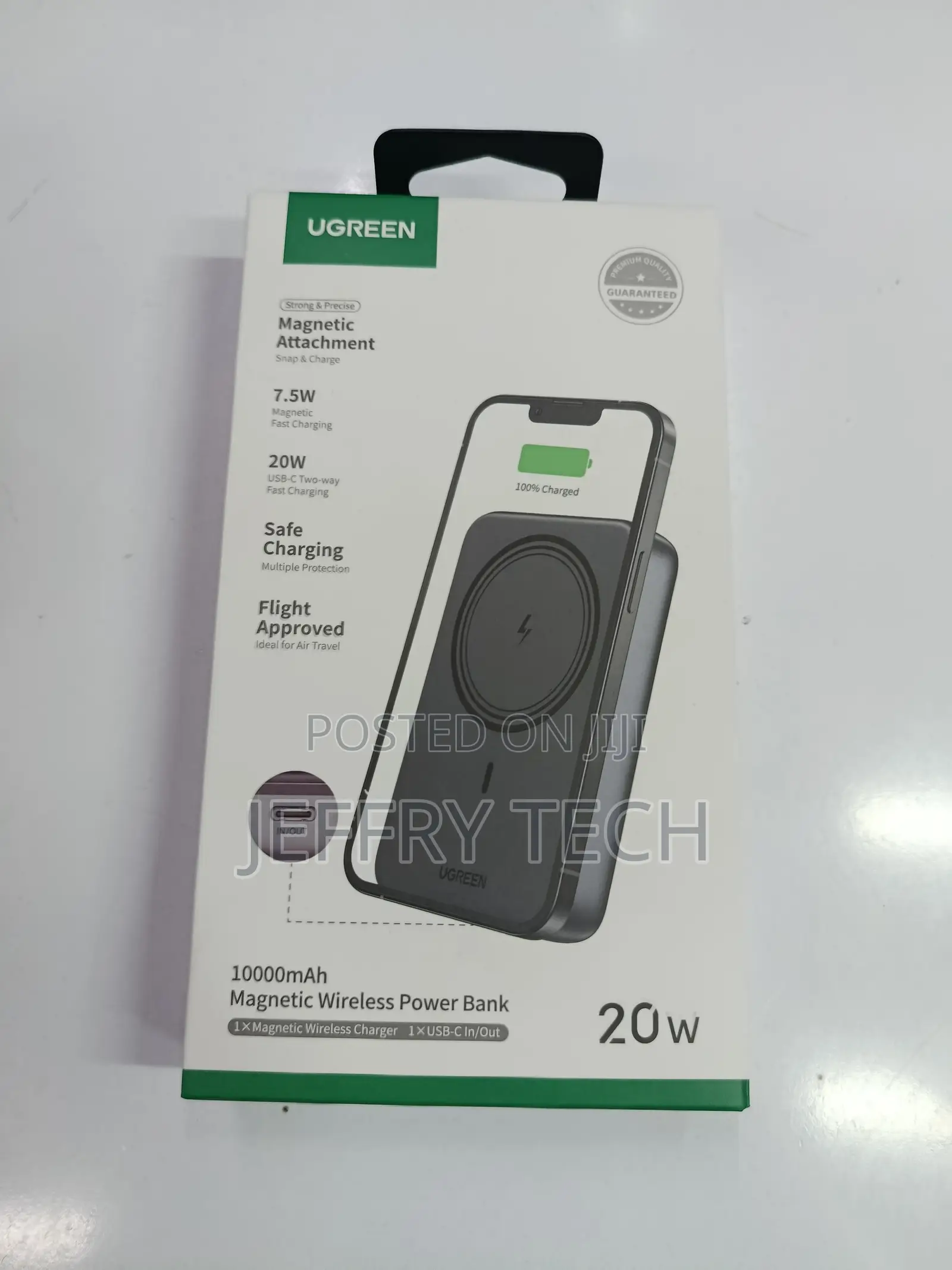 Ugreen 10000mah Magnetic Wireless Power Bank (20w) in Space Gray.