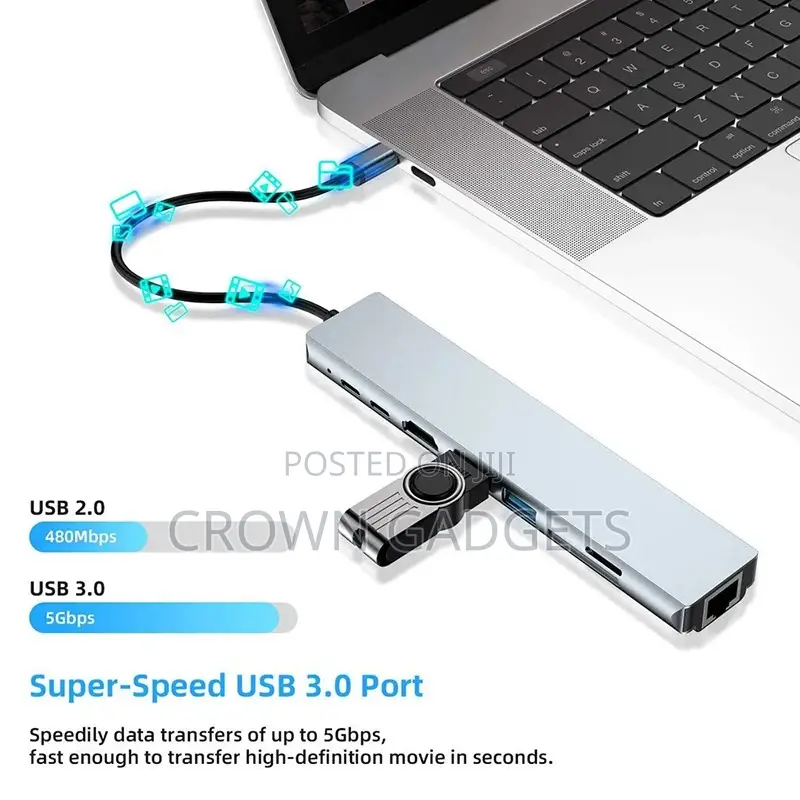 8 in 1 Type-C Hub With Hdmi Rj45 Usb Docking Station
