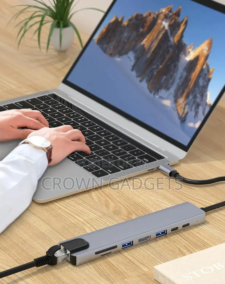 8 in 1 Type-C Hub With Hdmi Rj45 Usb Docking Station