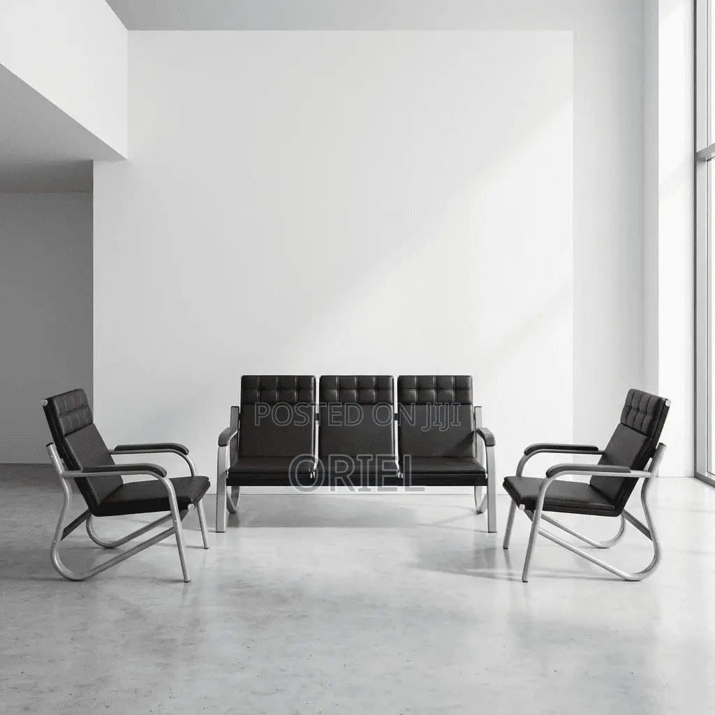 Office Sofa : Black 5-Seater Office Reception 5-Seater Sofa