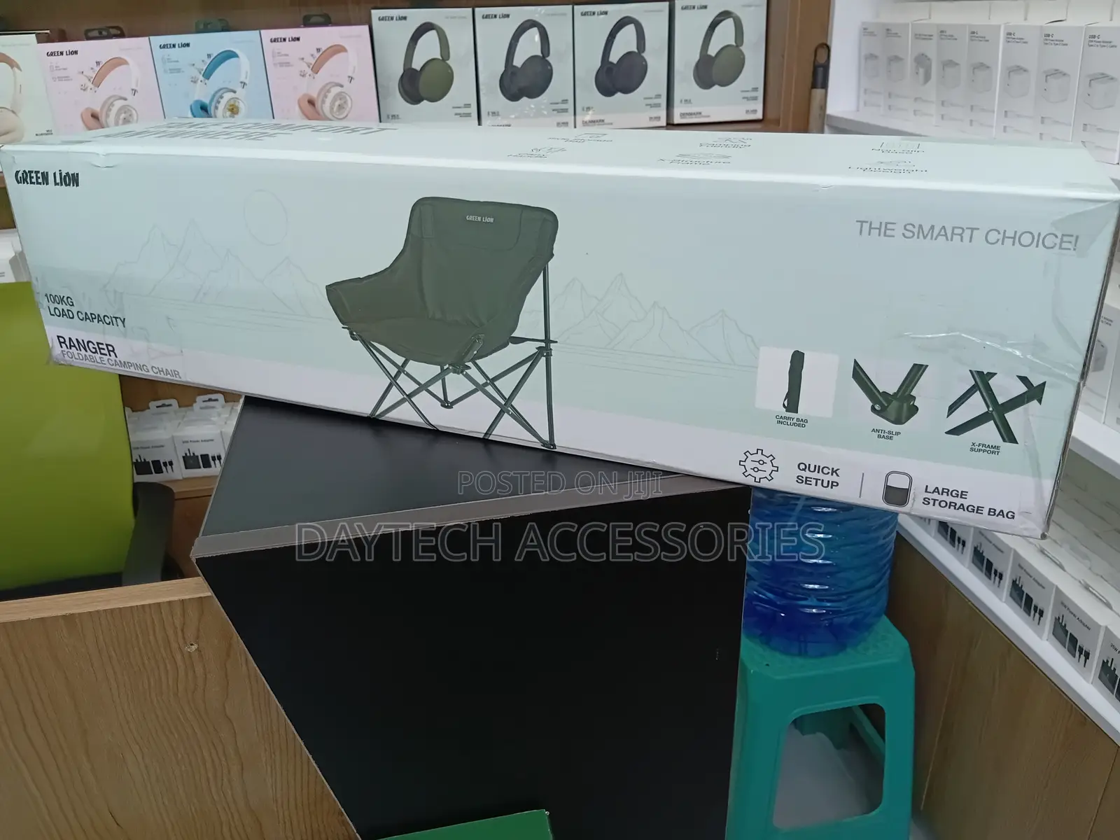 Green Lion Ranger Foldable Camping Chair With a 100kg Load Capacity.