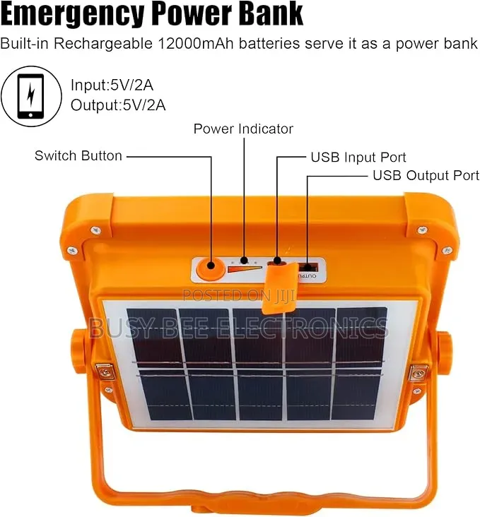 Led Portable Solar Work Light, 100w 10000 Lm Battery