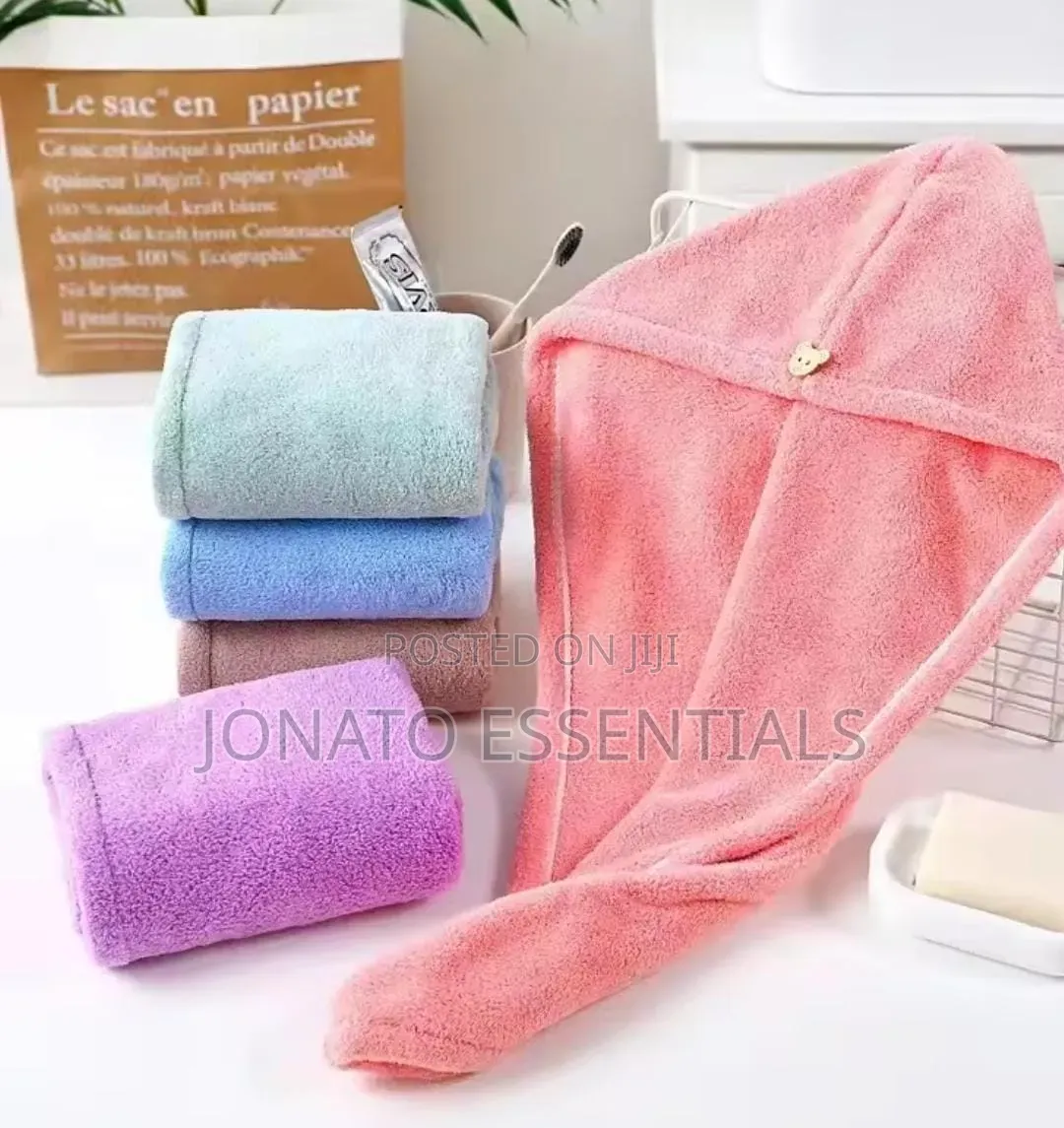Microfiber Hair Towel Wrap Turban Wrap With Button for Women