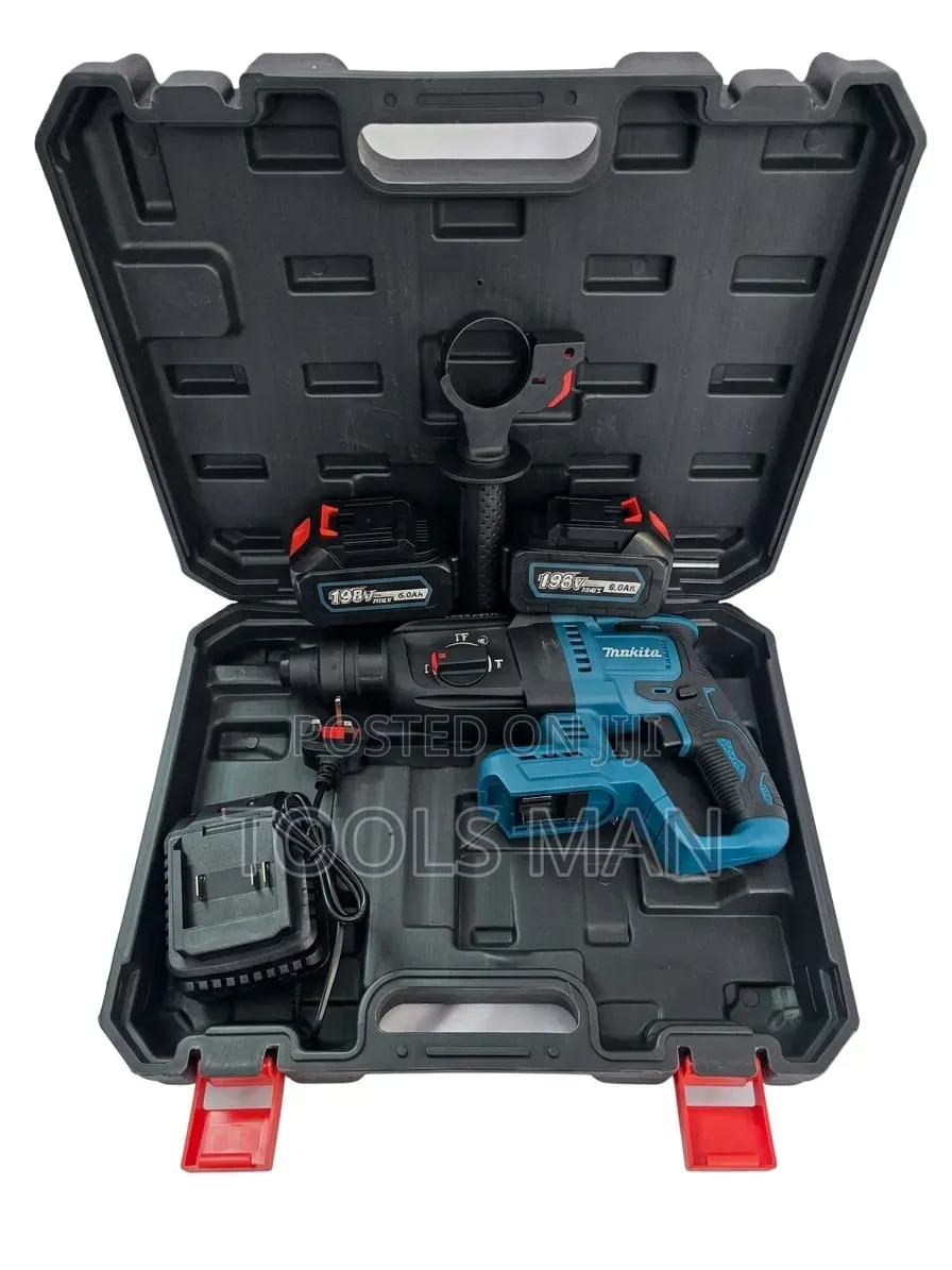 198v Cordless Rotary Hammer Drill - 2 Batteries Charger Set.