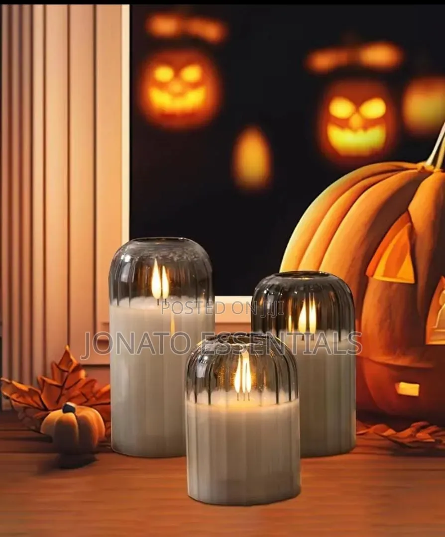 3-in-1 Led Flameless Glass Candles Set Flashing Ambiance Decor